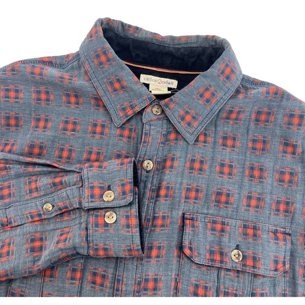 Carbon‎ 2 Cobalt Patterned Long Sleeve Button Up Gray Orange Men's M